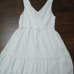 White V-Neck Tiered Sundress